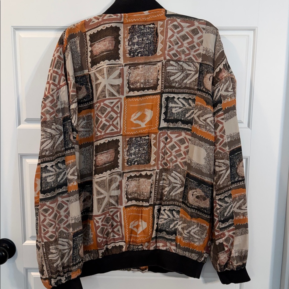 Montage 100% silk patterned bomber street wear XL NWT - Picture 6 of 9